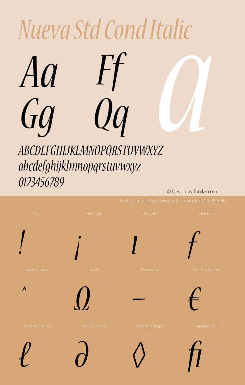 Nueva Std Cond Italic OTF 1.018;PS 001.002;Core 1.0.31;makeotf.lib1.4.1585 Font Sample