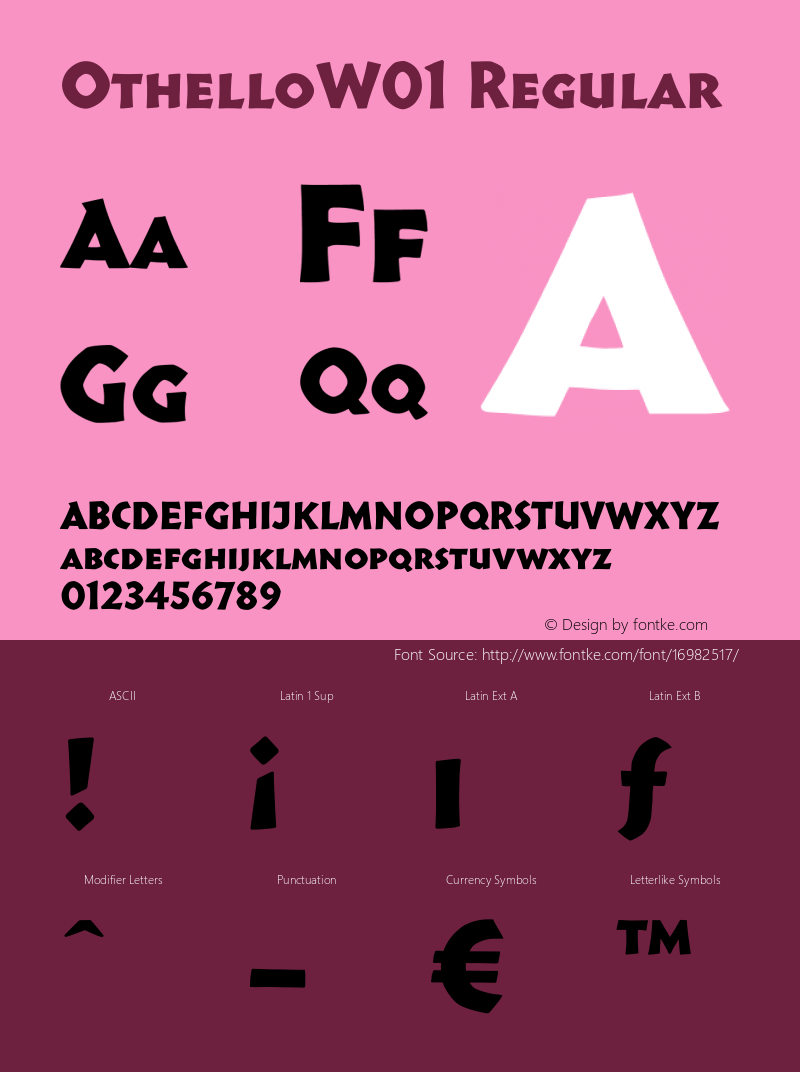 OthelloW01 Regular Version 2.02 Font Sample