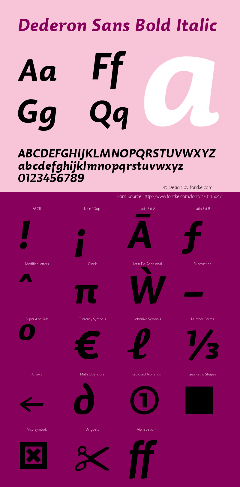 Dederon Sans Bold Italic Version 2.000 Font Sample