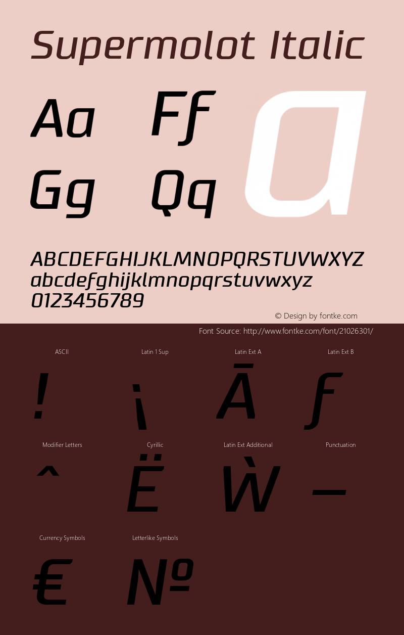 Supermolot-Italic Version 1.000 Font Sample