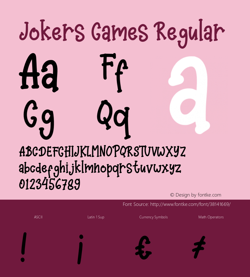 JokersGames-Regular Version 1.000 Font Sample