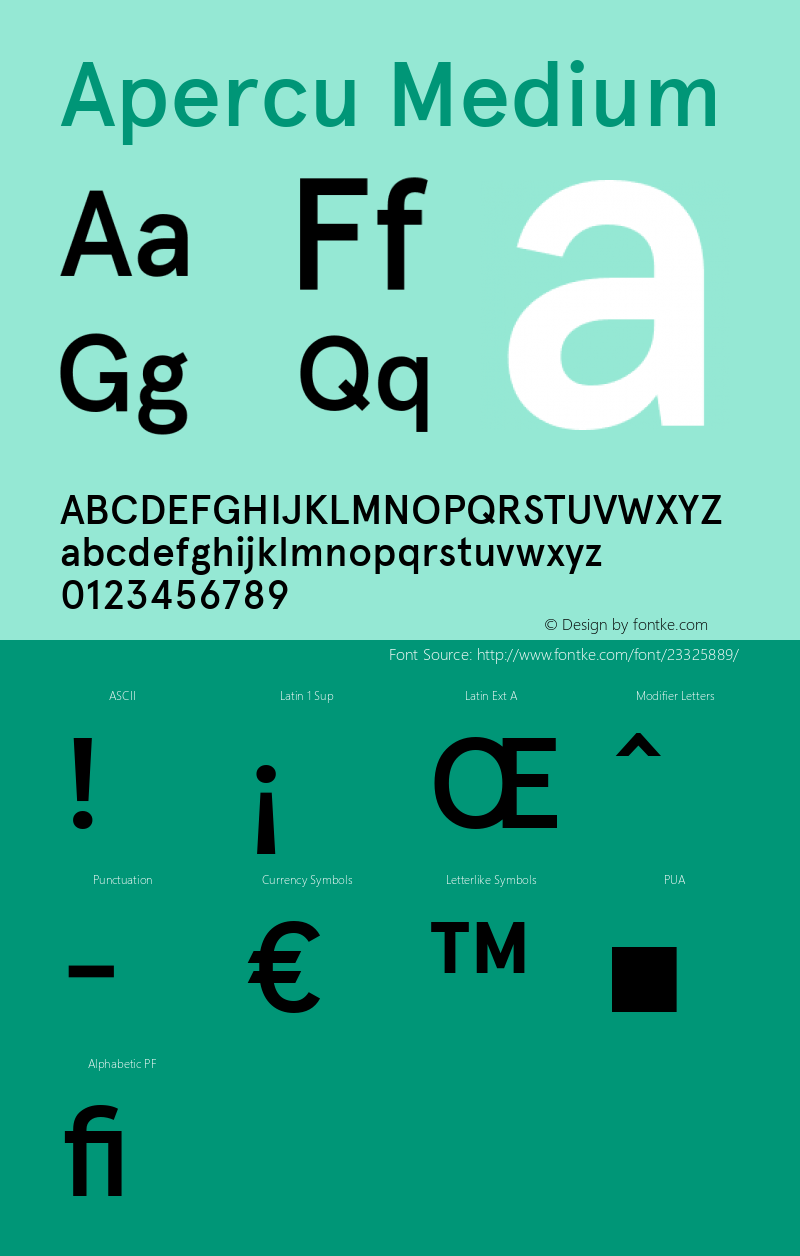 Apercu Medium Version 1.000 Font Sample