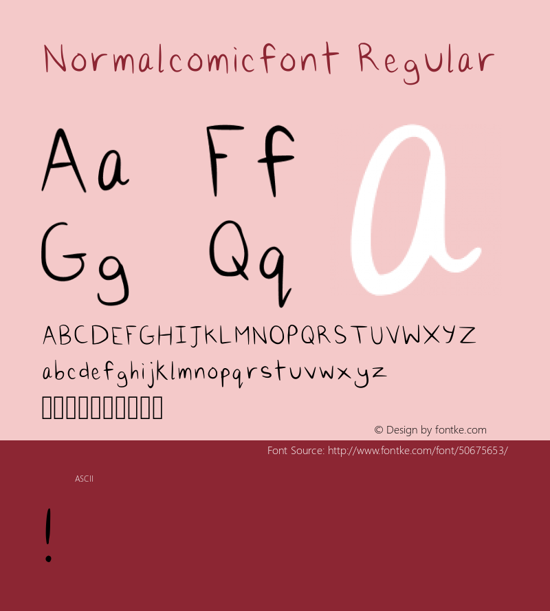 Normalcomicfont Regular Version 001.002 Font Sample