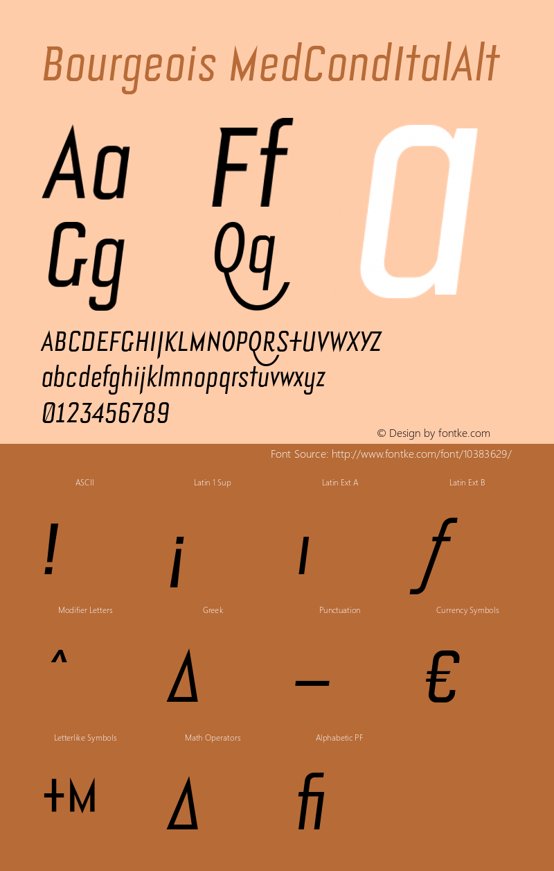 Bourgeois MedCondItalAlt 001.000 Font Sample