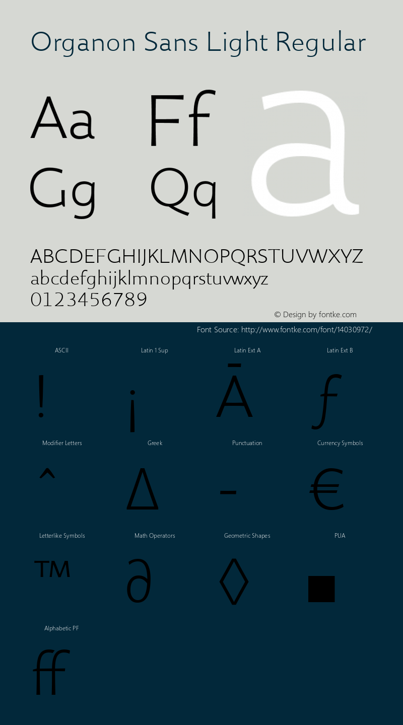 Organon Sans Light Regular 002.002 Font Sample