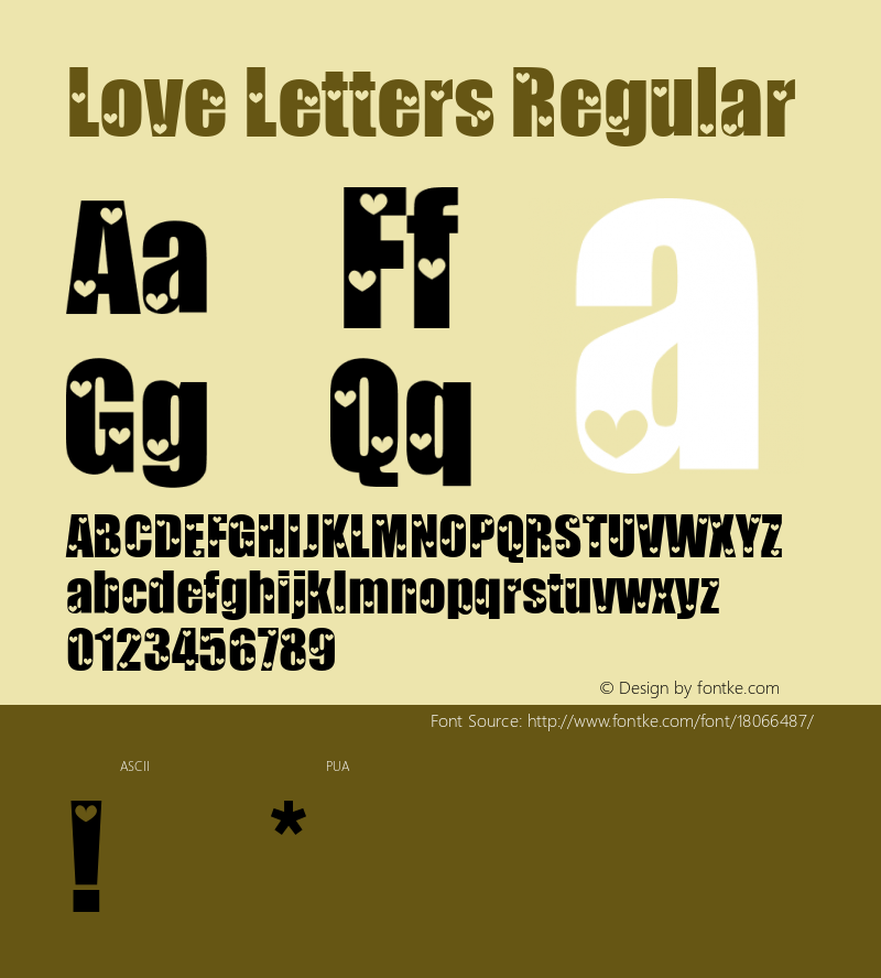 Love Letters Regular 1999; 1.1     www.stimuleyefonts.com.com Font Sample