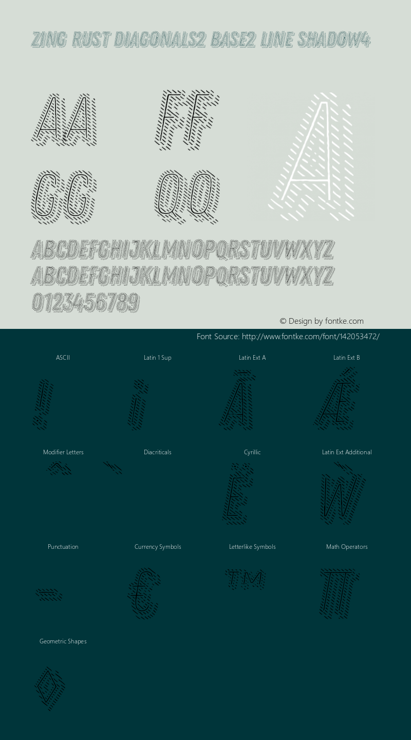 Zing Rust Diagonals2 Base2 Line Shadow4 Version 1.000 Font Sample