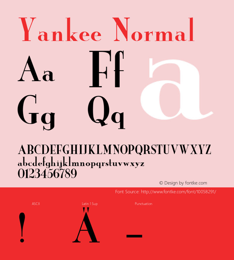 Yankee Normal 1.000 Font Sample