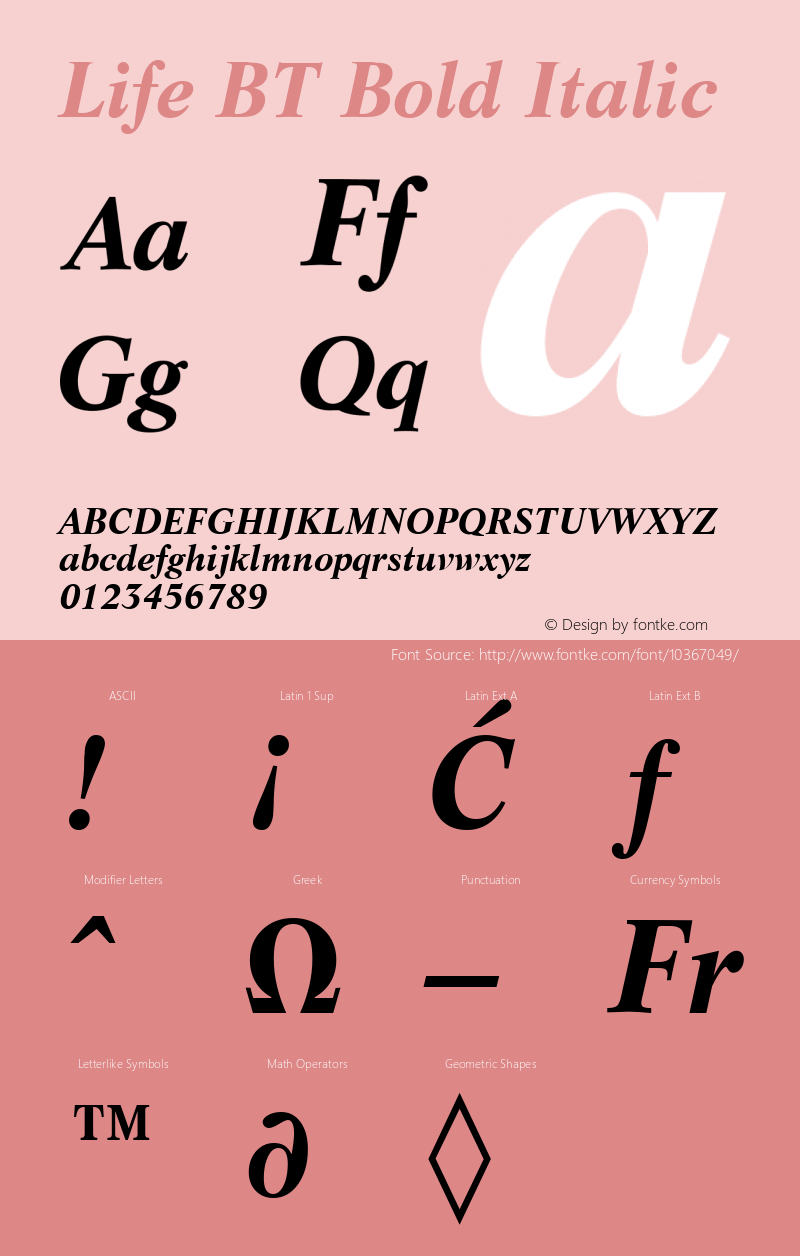 Life BT Bold Italic mfgpctt-v1.57 Tuesday, February 23, 1993 9:50:23 am (EST) Font Sample