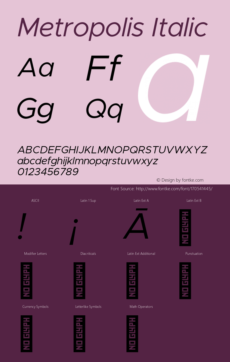 Metropolis Regular Italic Version 11.000;hotconv 1.0.109;makeotfexe 2.5.65596图片样张