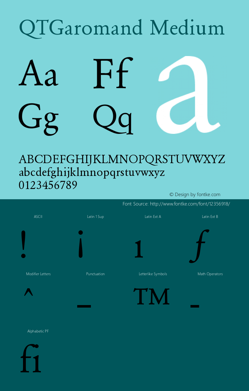 QTGaromand Medium Version 001.000 Font Sample