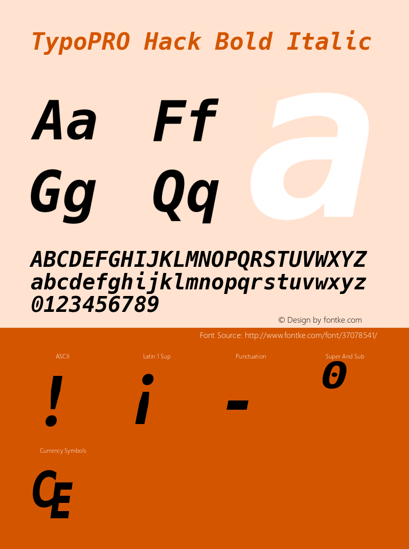 TypoPRO Hack Bold Italic Version 3.003;[3114f1256]-release; ttfautohint (v1.7) -l 6 -r 50 -G 200 -x 10 -H 265 -D latn -f latn -m 