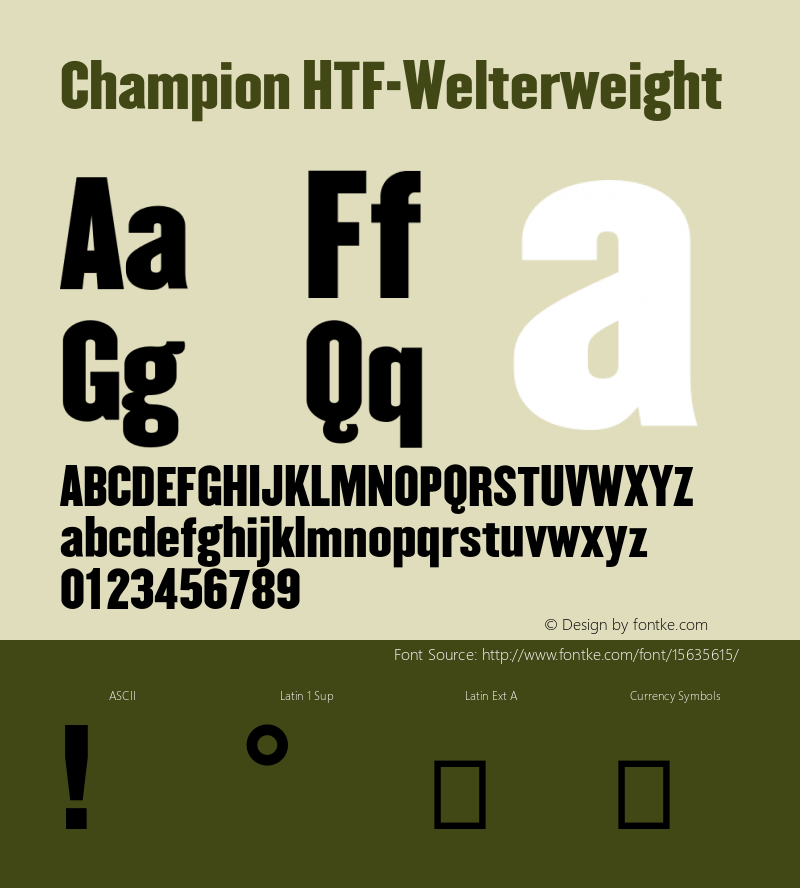 Champion HTF-Welterweight Version 001.000 Font Sample