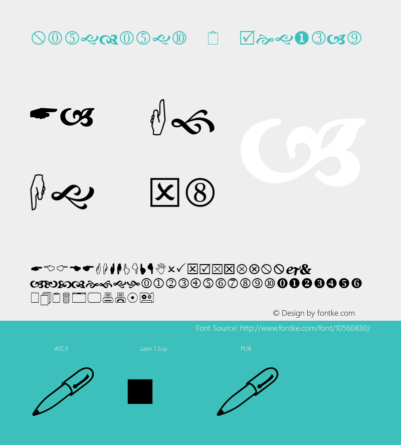 Wingdings 2 Regular Version 1.55 Font Sample