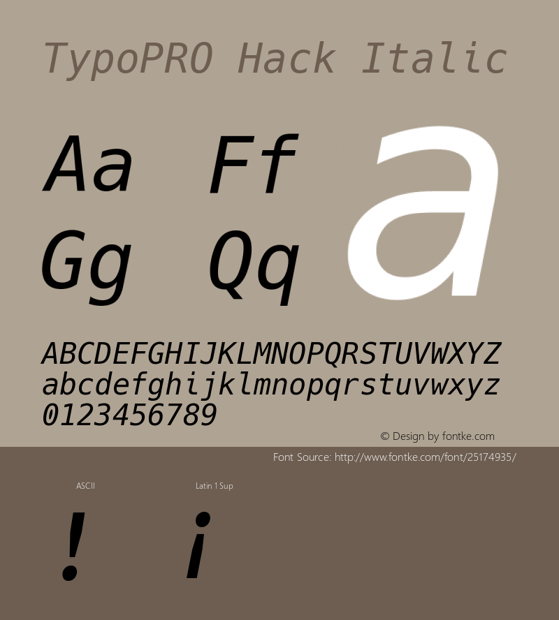 TypoPRO Hack Italic Version 3.000; 706b2b23b-release; ttfautohint (v1.6) -l 6 -r 50 -G 200 -x 10 -H 145 -D latn -f latn -m 