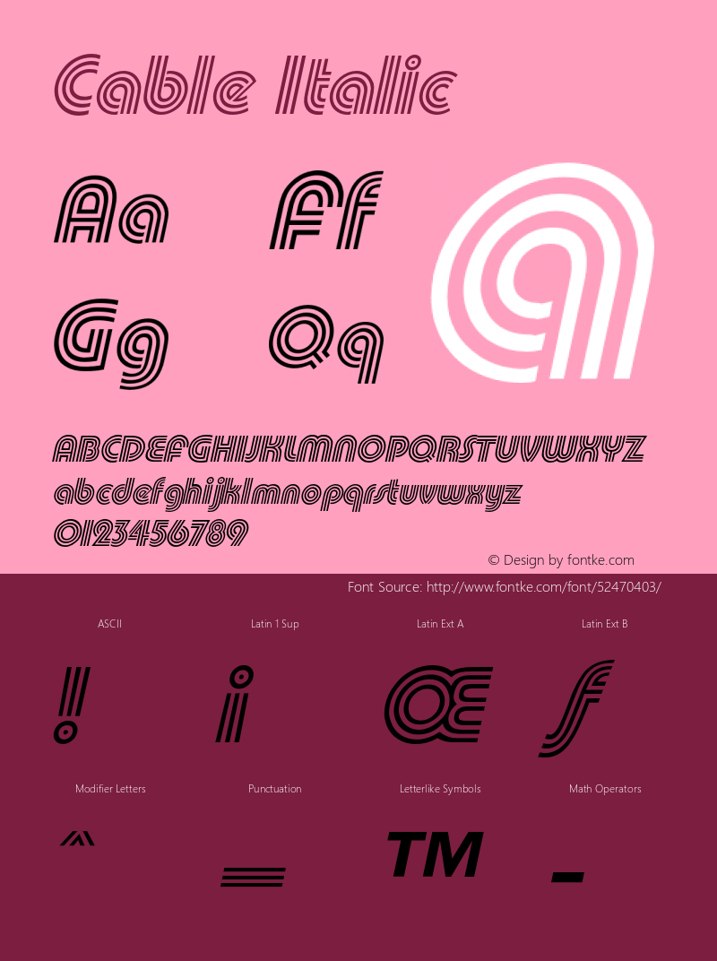 CableItalic Altsys Fontographer 4.1 12/27/94 {DfLp-URBC-66E7-7FBL-FXFA} Font Sample