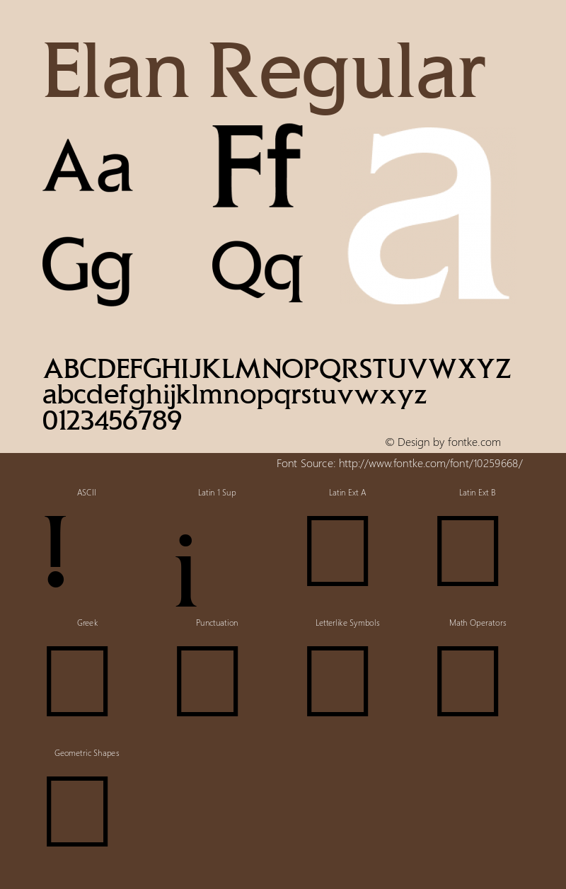 Elan Regular Altsys Fontographer 3.5  11/25/92 Font Sample