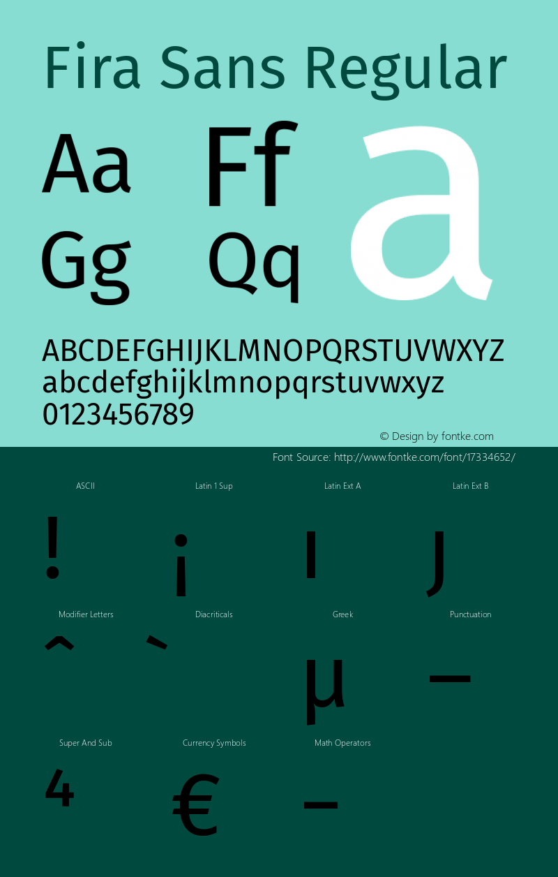 Fira Sans Regular Version 4.106 Font Sample