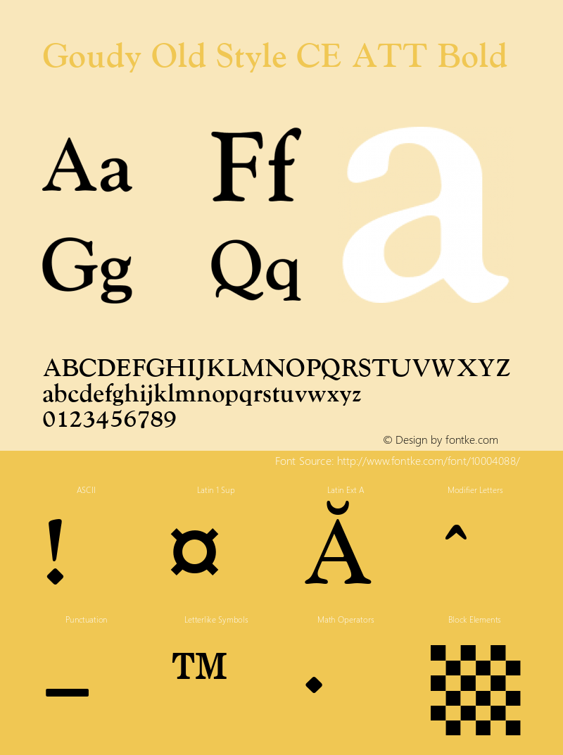 Goudy Old Style CE ATT Bold Latin 2, Version 1.0 : 81310: 10498 Font Sample