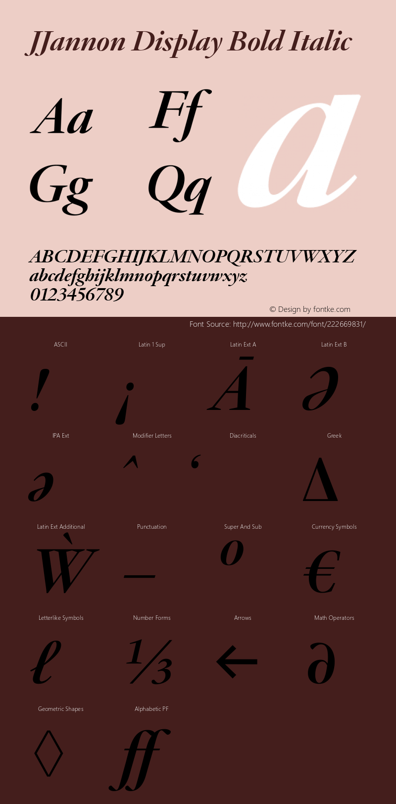 JJannon Display Bold Italic Version 1.002; build 0004图片样张