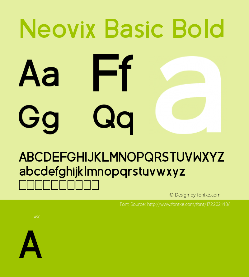 Neovix Basic Bold Version 1.00 July 7, 2016, initial release图片样张