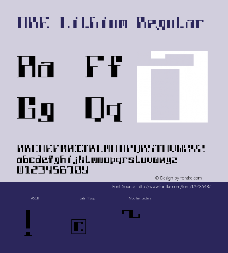 DBE-Lithium Regular Version 1.000 Font Sample