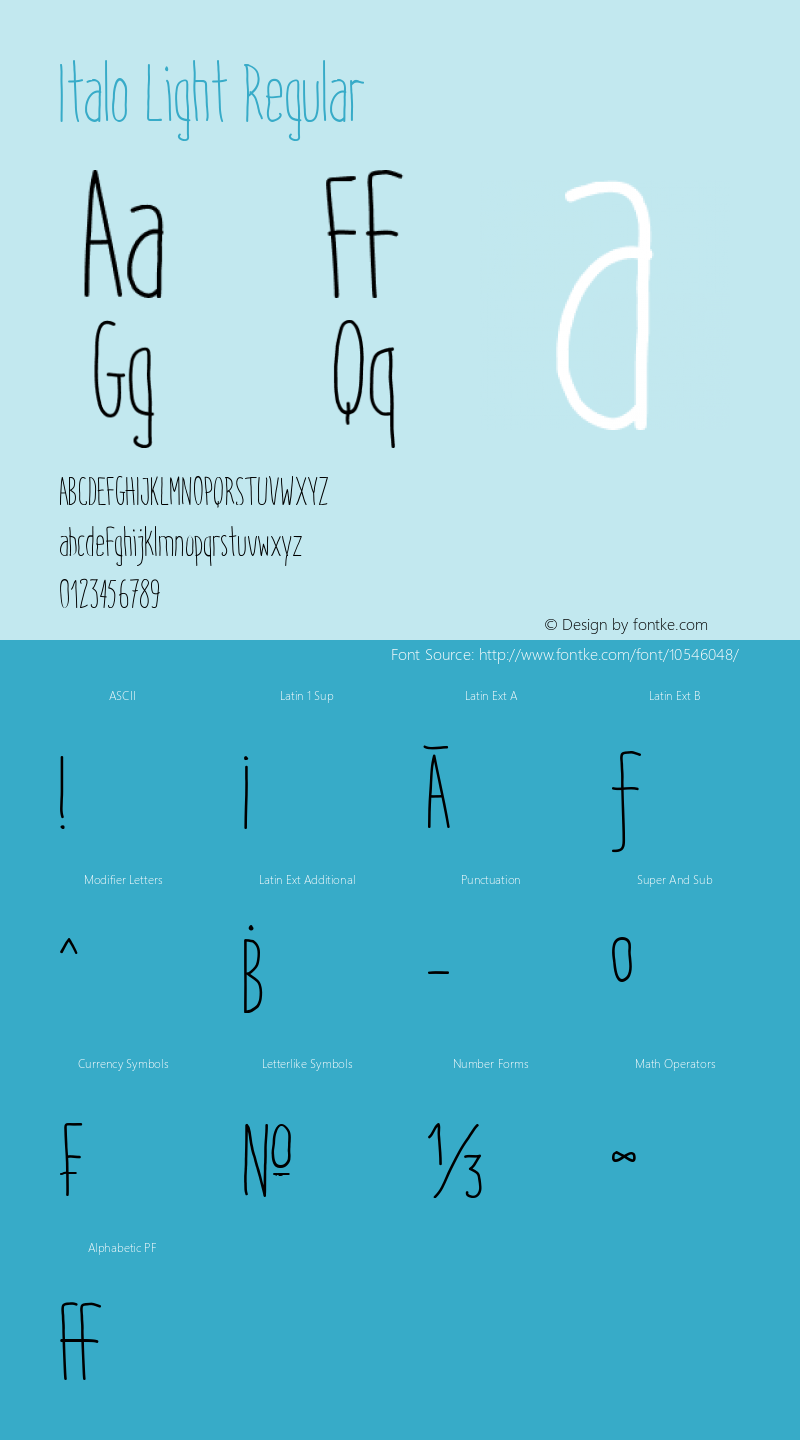 Italo Light Regular Version 1.000 Font Sample