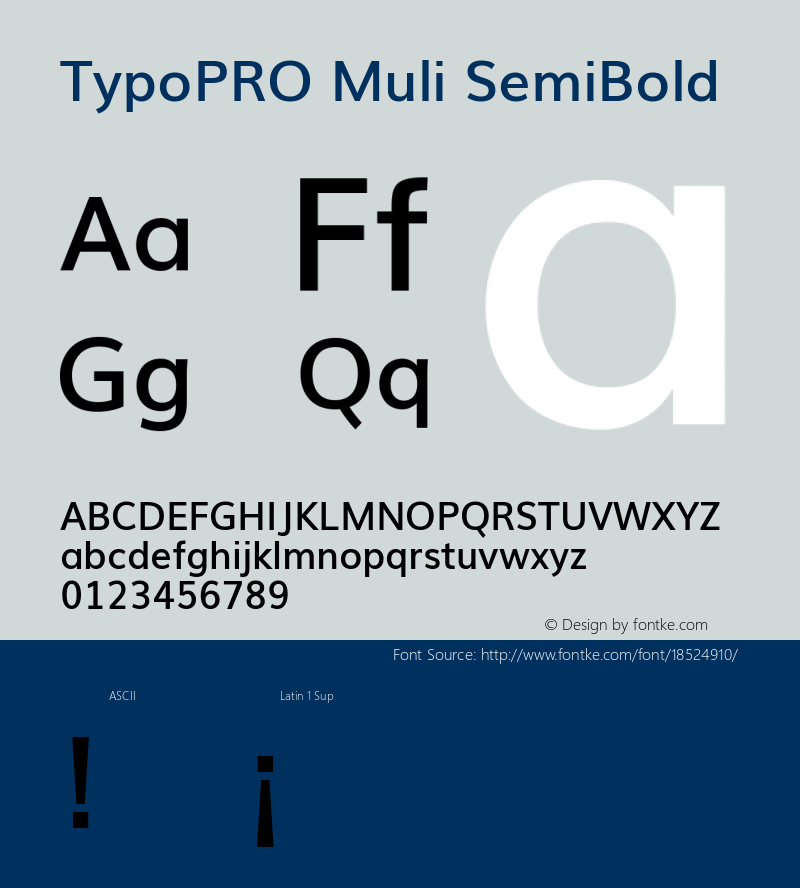 TypoPRO Muli SemiBold Version 2; ttfautohint (v1.00rc1.6-4cba) -l 8 -r 50 -G 200 -x 0 -D latn -f none -w G Font Sample