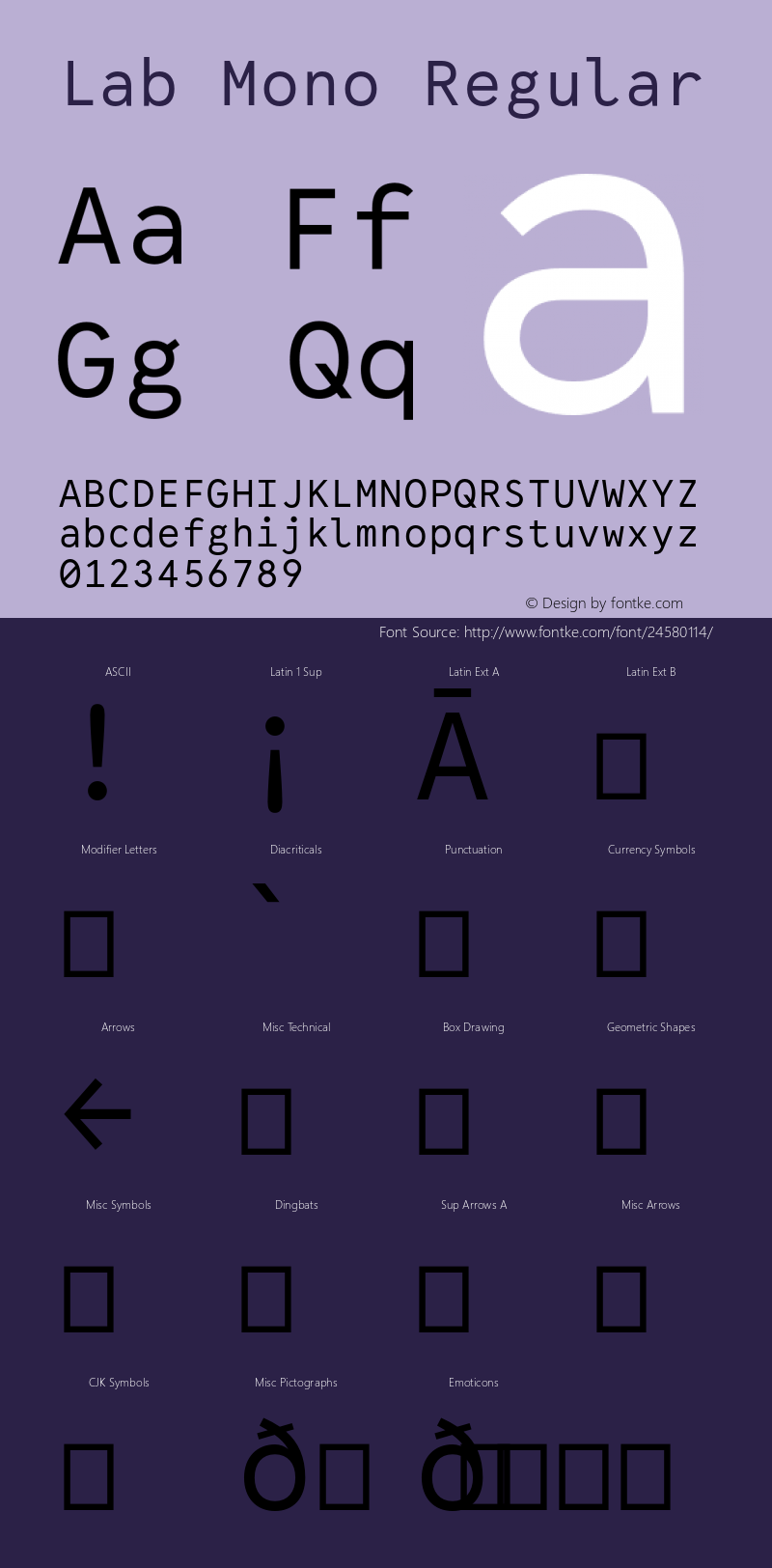 Lab Mono Version 001.000 Font Sample