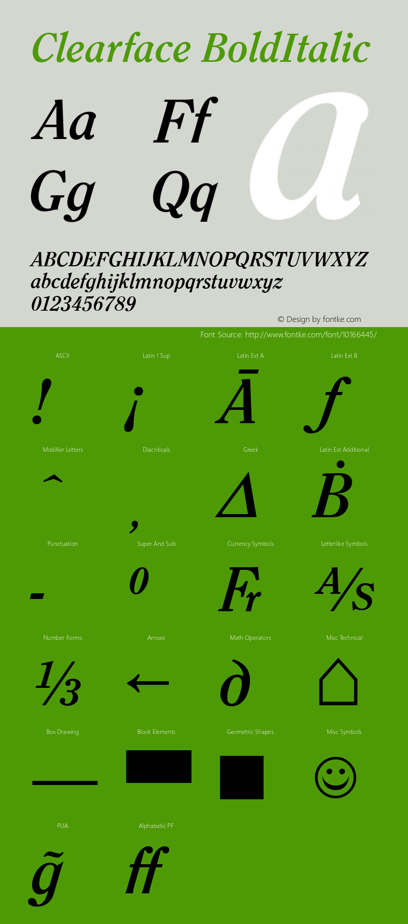 Clearface BoldItalic Version 1.0 08-10-2002 Font Sample