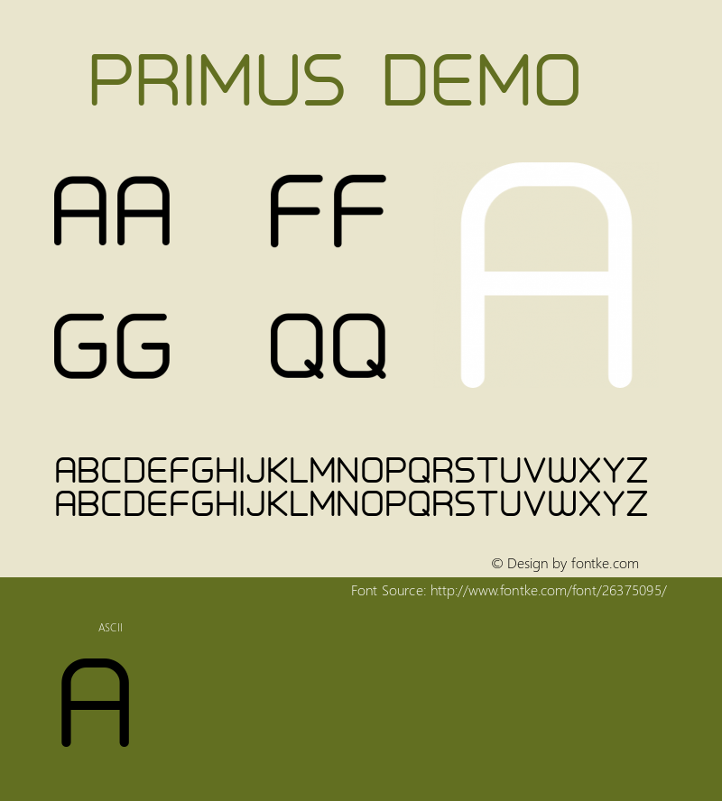 ☞Primus-DEMO Version 1.001 2012;com.myfonts.easy.artegra.primus.DEMO.wfkit2.version.4Uia Font Sample