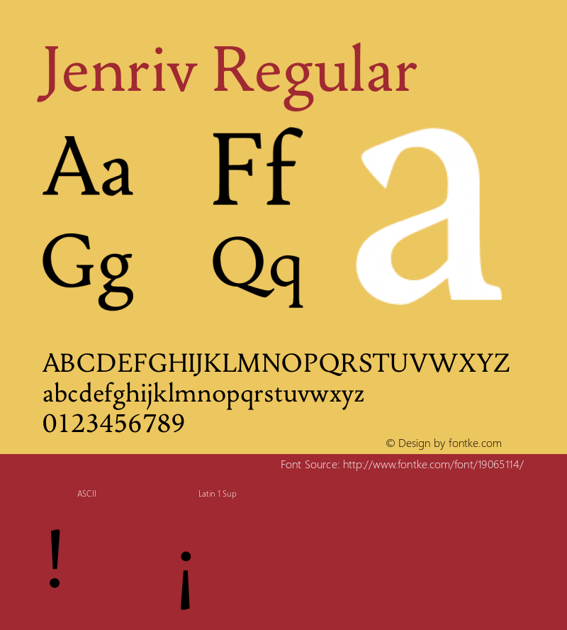 Jenriv Regular Version 001.170206  Font Sample