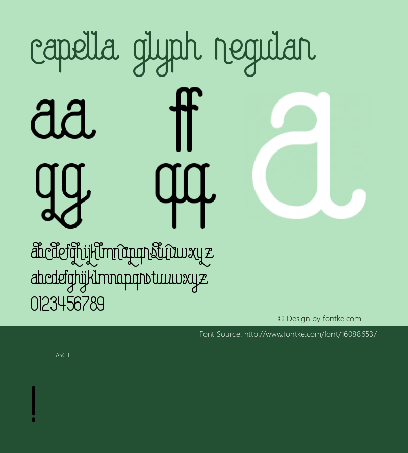 Capella glyph Regular Version 1.000 Font Sample