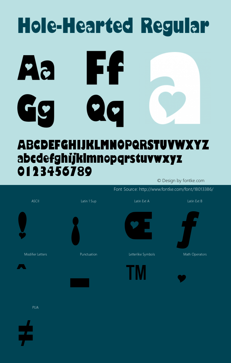 Hole-Hearted Regular 2003; 1.1 Font Sample