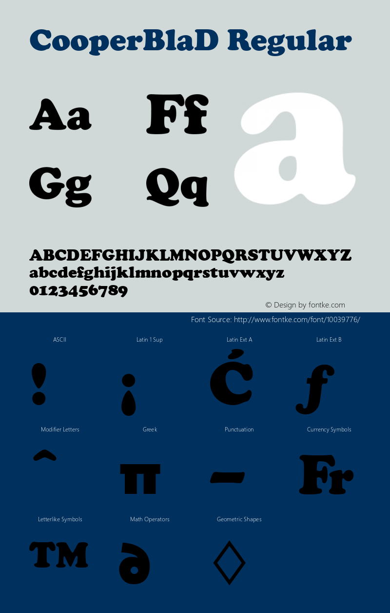 CooperBlaD Regular Version 001.005 Font Sample