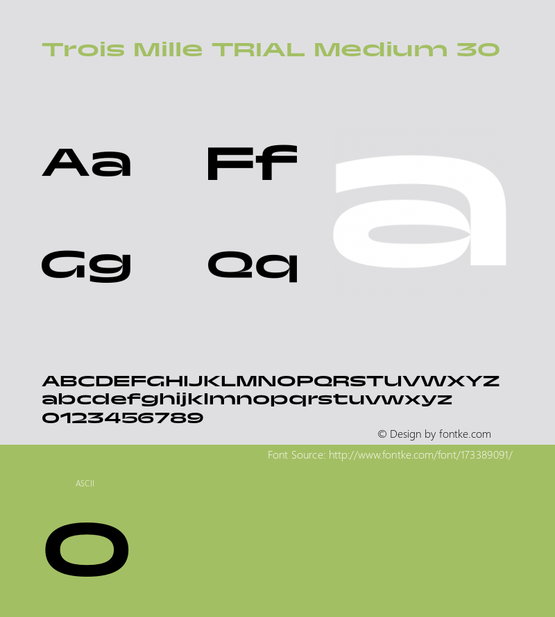 Trois Mille TRIAL Medium 30 Version 1.000;hotconv 1.0.109;makeotfexe 2.5.65596图片样张