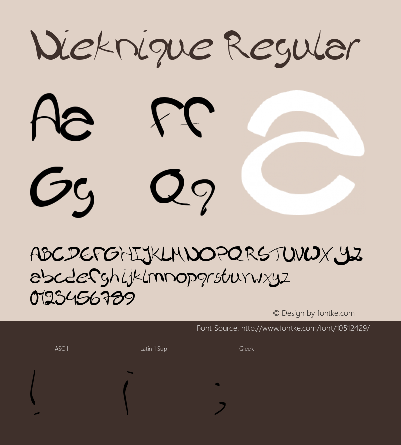 Nieknique Regular Version 1.00 April 2, 2010, initial release Font Sample