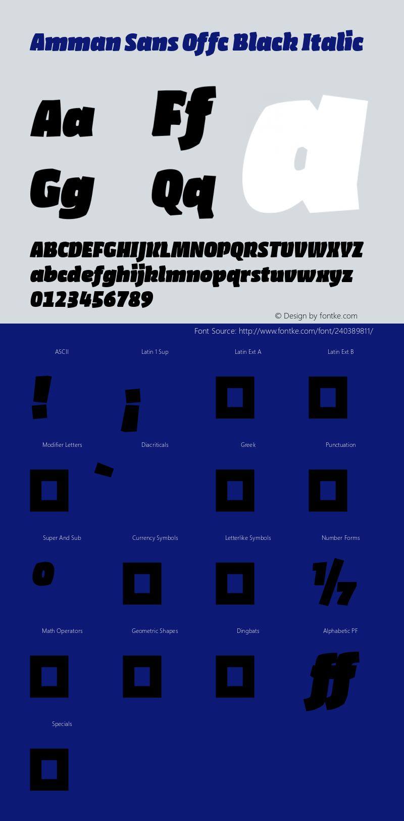 Amman Sans Offc Black Italic Version 7.504; 2010; Build 1020图片样张