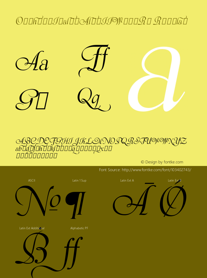 Orpheus Italic Alts II W05 Rg Version 1.00 Font Sample