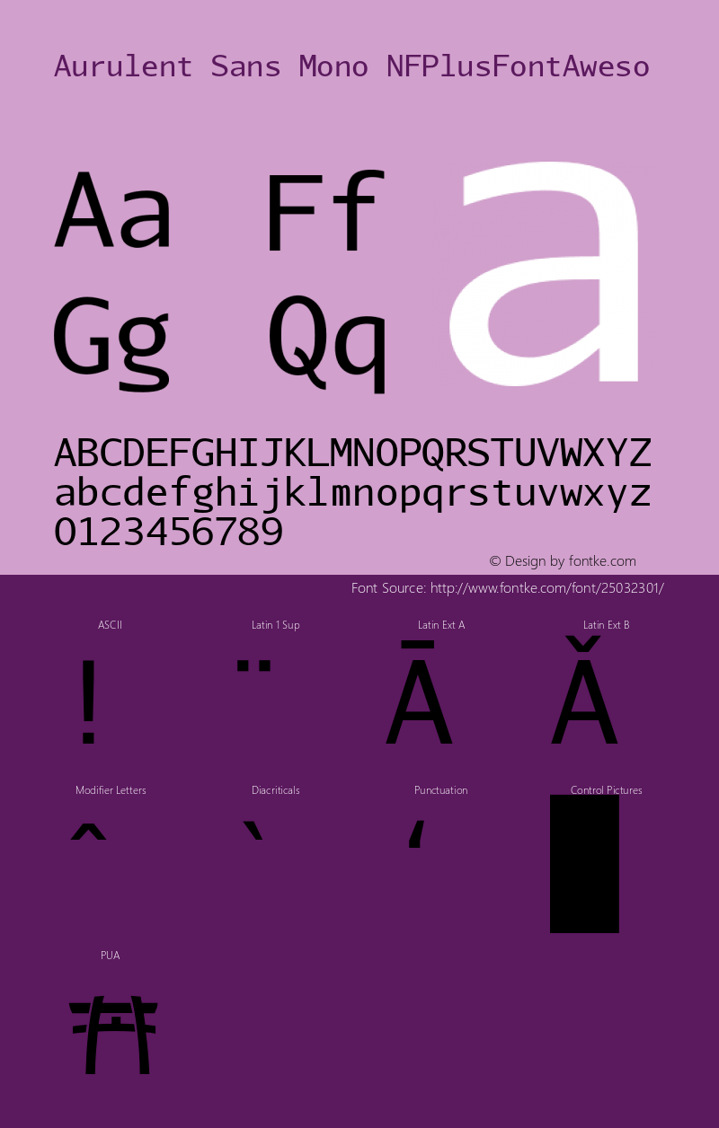 AurulentSansMono-Regular Nerd Font Plus Font Awesome Plus Octicons Plus Pomicons Windows Compatible Version 2007.05.04 Font Sample