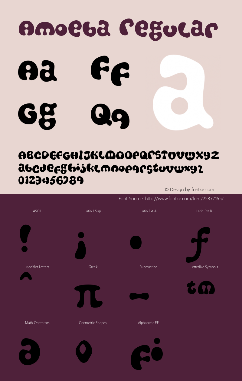 Amoeba-Regular Version 001.000 Font Sample