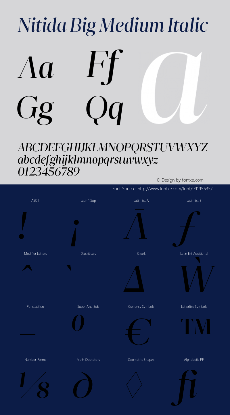 Nitida Big Medium Italic Version 1.000;hotconv 1.0.109;makeotfexe 2.5.65596 Font Sample