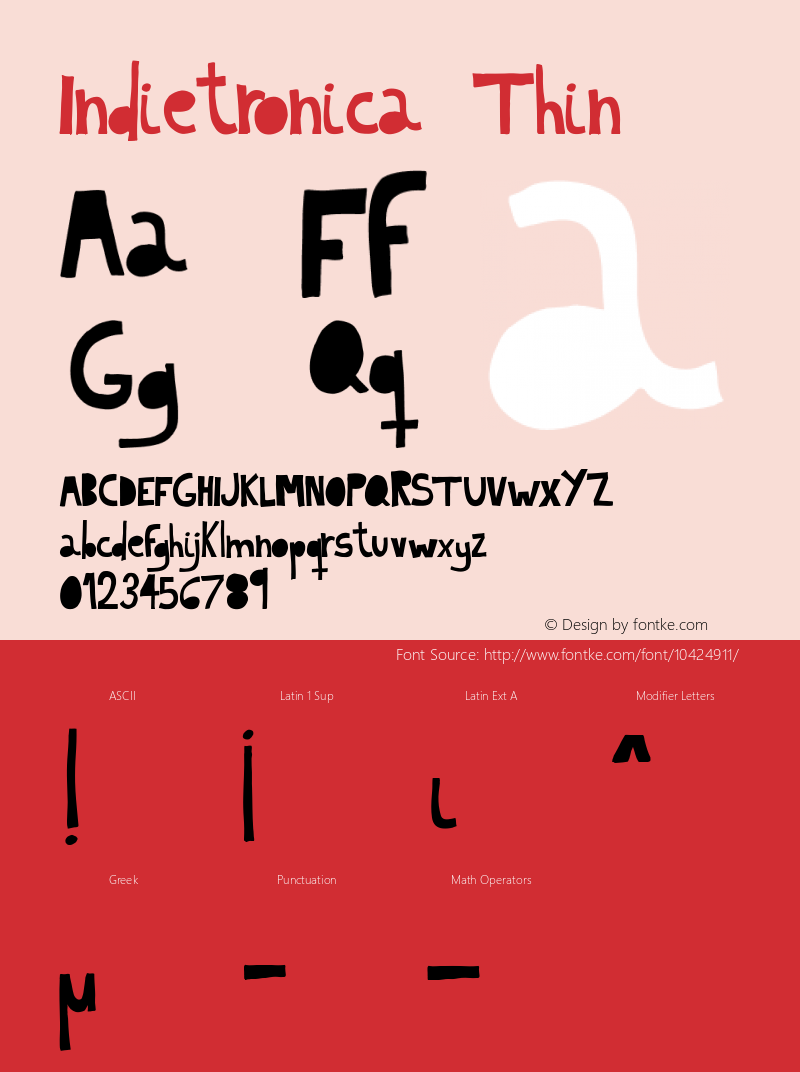 Indietronica Thin Version 1.000 Font Sample