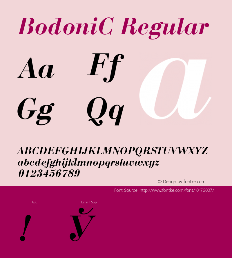 BodoniC Regular 001.000 Font Sample