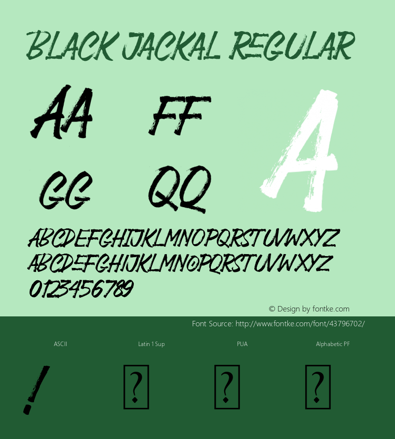 Black Jackal Version 1.00;May 21, 2019;FontCreator 11.5.0.2421 64-bit Font Sample