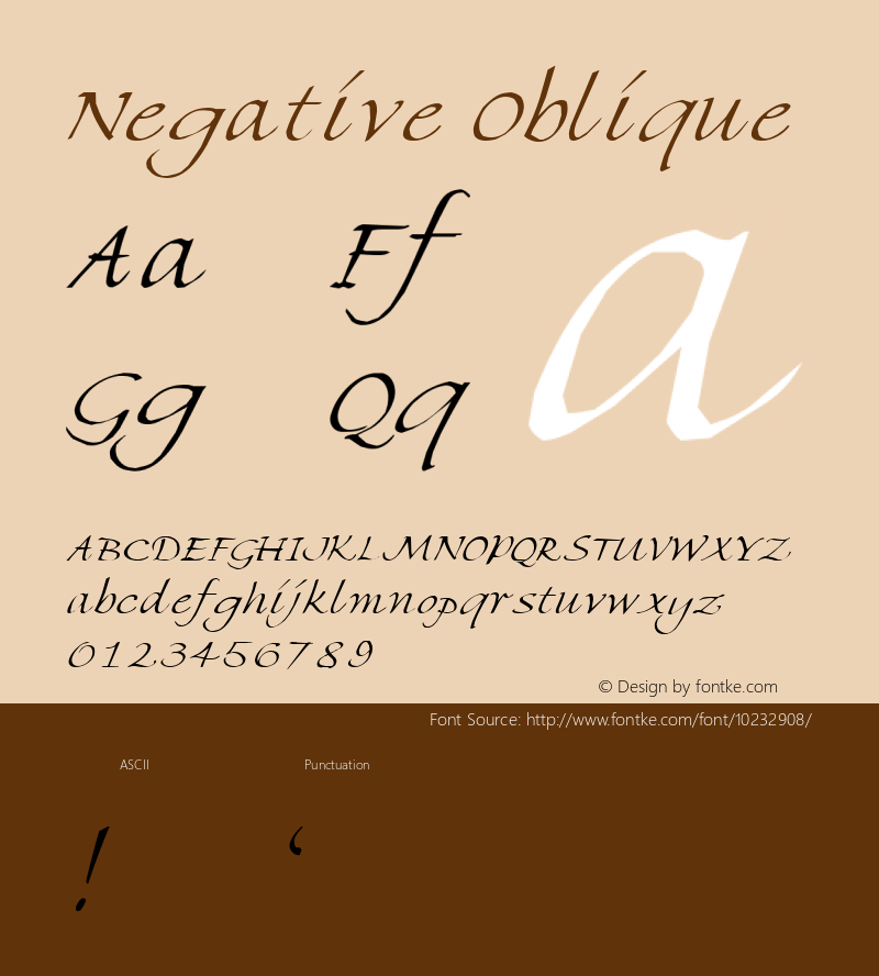 Negative Oblique 1.0 Tue Oct 11 08:42:10 1994 Font Sample
