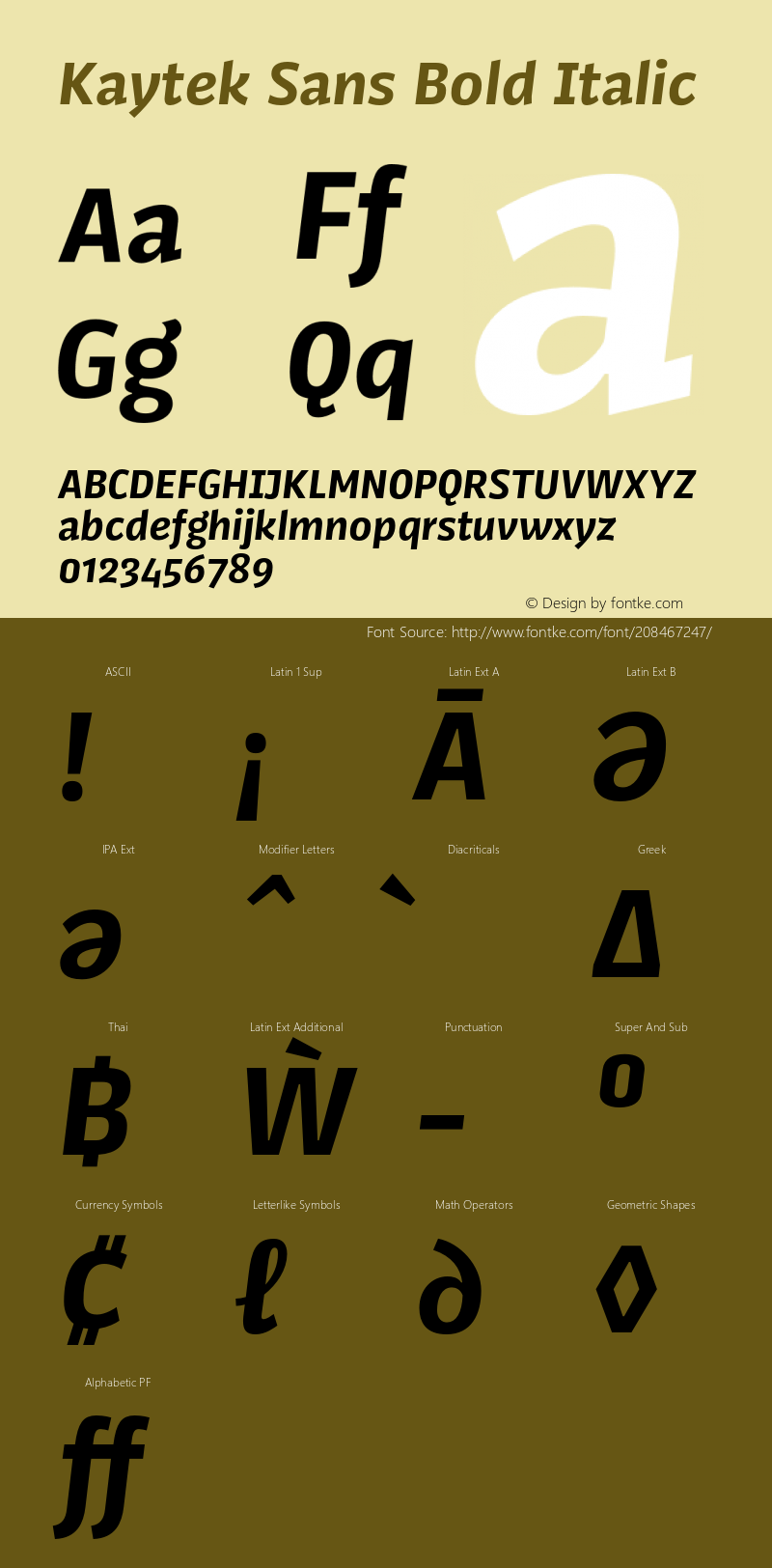 Kaytek Sans Bold Italic Version 1.00, build 6, s3图片样张