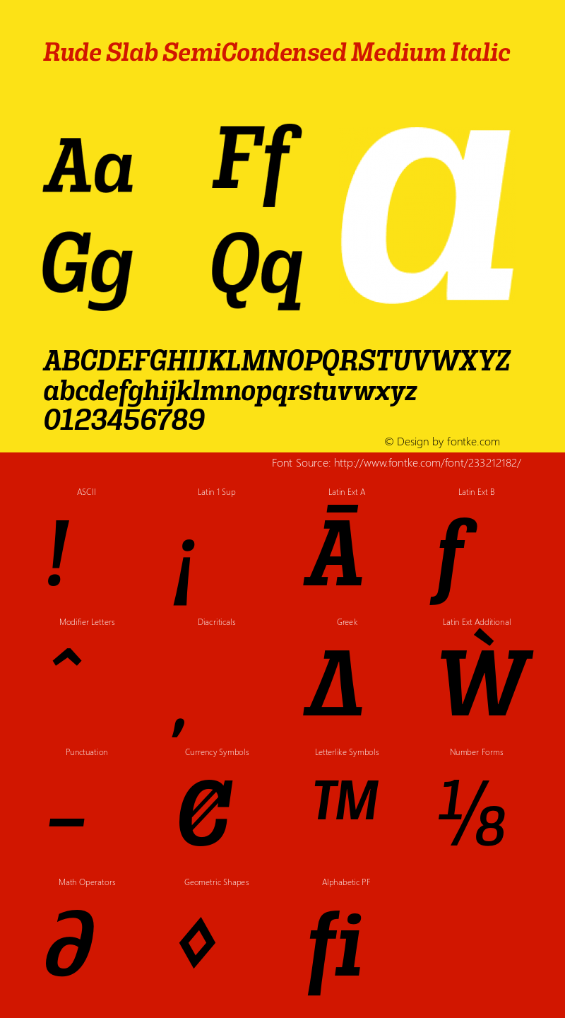 Rude Slab SemiCondensed Medium Italic Version 1.001;PS 001.001;hotconv 1.0.70;makeotf.lib2.5.58329图片样张