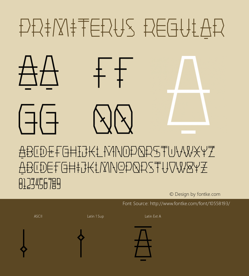 Primiterus Regular Version 1.00 Font Sample