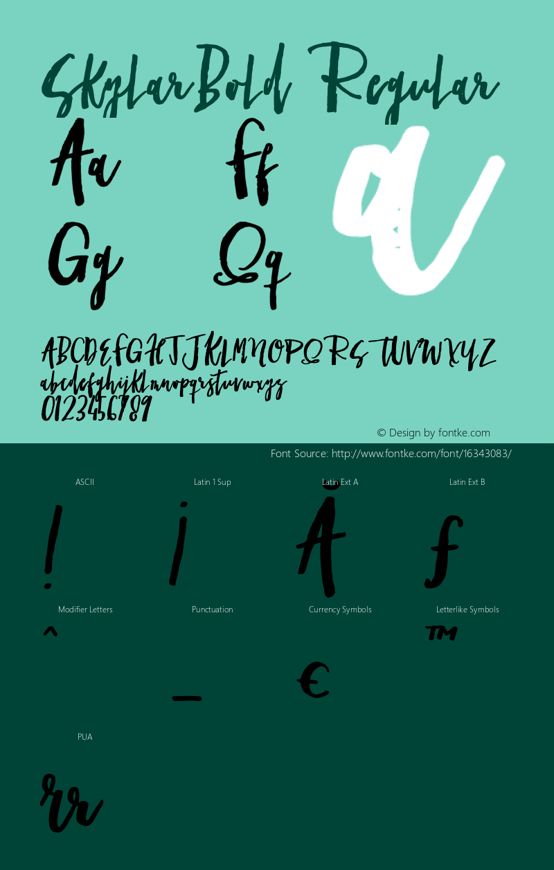 SkylarBold Regular 1.000 Font Sample